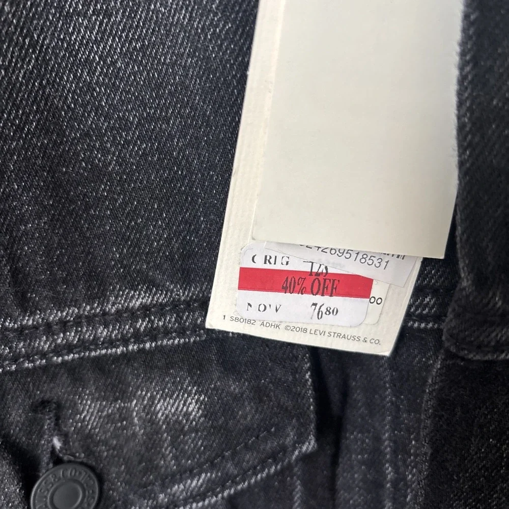 Levi's Mens Stripe Sleeve Trucker Jacket Color Black 596030000 size‎ xL